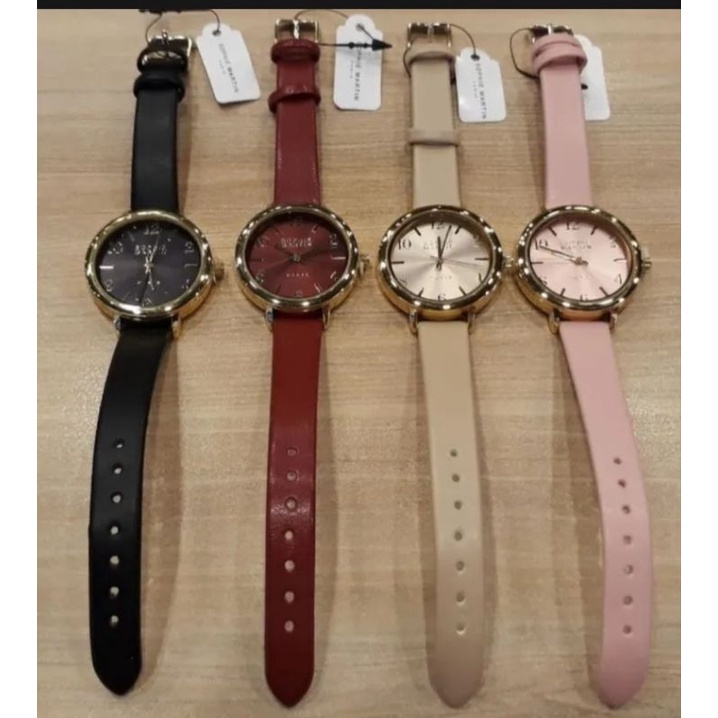 Promo Jam Tangan Wanita Deandra Black dan Burgundy By Shopie Martin Paris Original