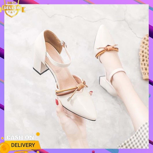 Sandal Wanita Kekinian 2023 Simple Elegan Selop Wejes Hak Tahu  Branded Hak Tinggi Wisuda Slip On Pe