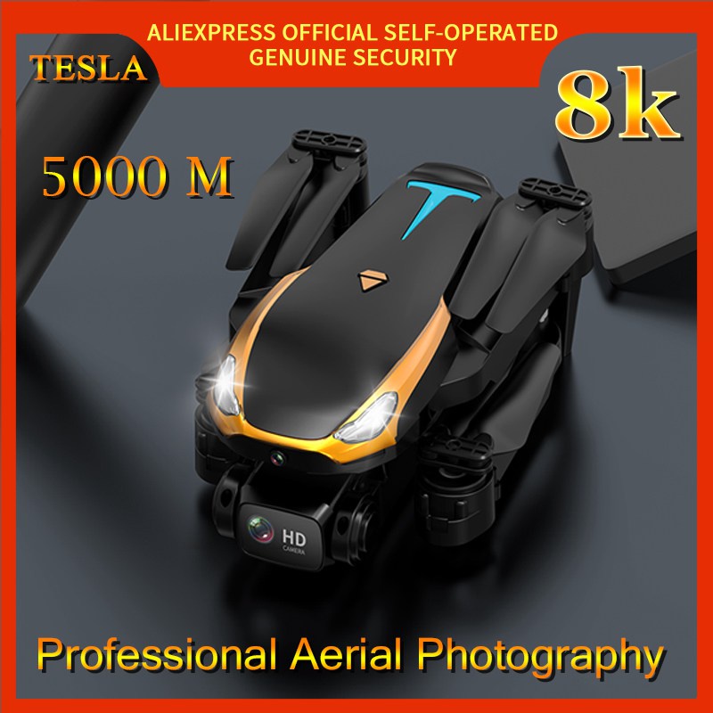 Drone Tesla 8K Profesional 4K HD, Fotografi Udara Quadcopter Kendali Jarak Jauh Helikopter 5000Meter