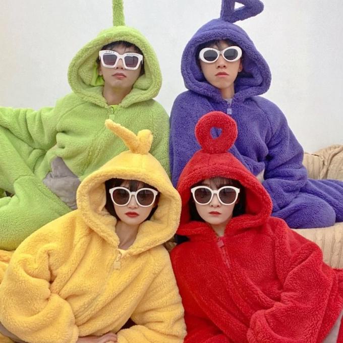 BAJU KOSTUM ONESIE PIYAMA TELETUBBIES TINKY WINKY DIPSY LALA POO IMPOR