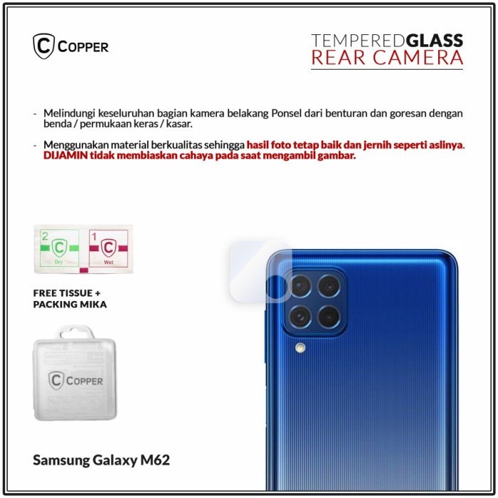 Copper Tempered Glass kamera - Samsung Galaxy M62