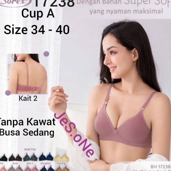 [KODE GHAHD] Bra Sorex 17238 BH PolosTanpa Kawat Cup A Super Soft Busa Sedang (Only Bra)