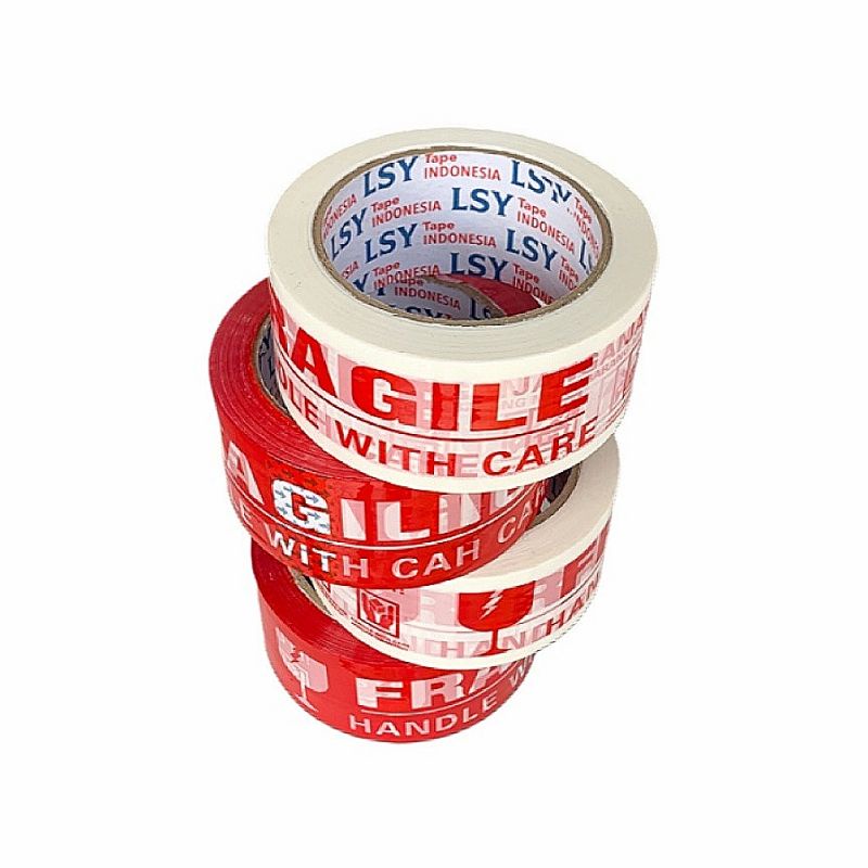 

gk lakban fragile full merah & putih 100yard 1 dus isi 48 roll LSY TAPE INDONESIA ( CBM )