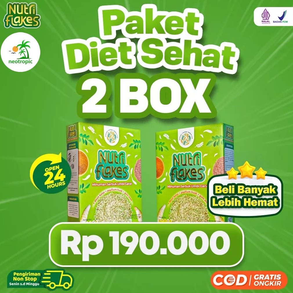

Paket Diet Sehat 2 Box Nutriflakes - Minuman Sehat Untuk Program Diet Sehat Bantu Atasi Asam Lambung & Maag 100% Alami Umbi Garut Asli Dengan Psyilium Husk & Daun Kelor Solusi Perlancar Pencernaan Bantu Terapi Asam Lambung Best Seller