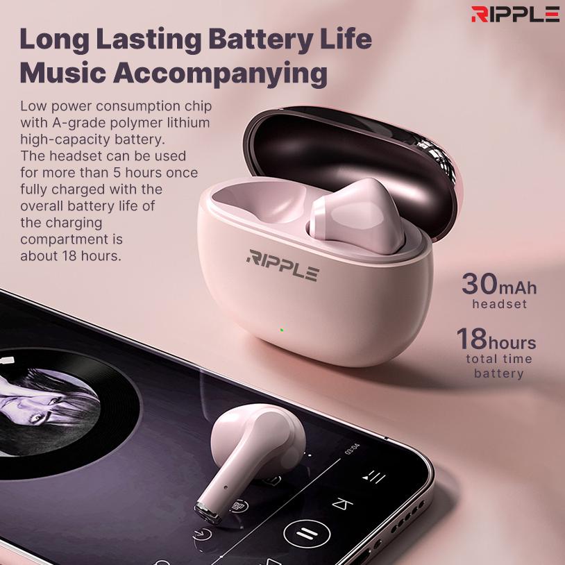 HEADSET RIPPLE RIPPODS TRUE PLUS TWS HEADSET BLUETOOTH EARPHONE MINI EARBUDS HANDSFREE