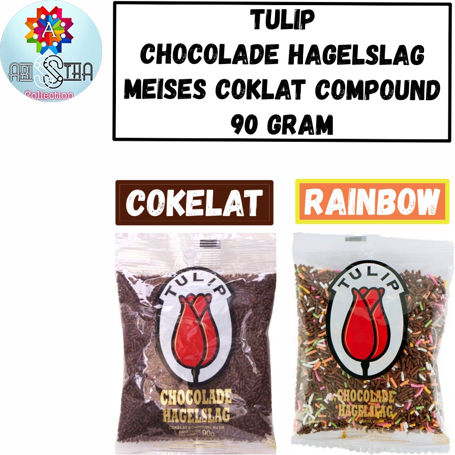 

TULIP MEISES MESES CHOCOLADE HAGELSLAG COKELAT COMPUND BUTIR COKLAT 90G