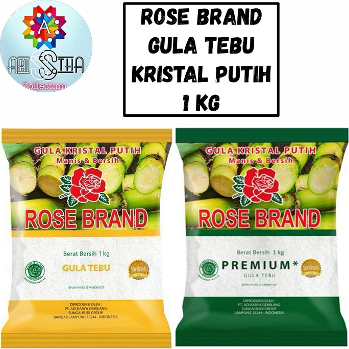 

GULA PASIR KRISTAL PUTIH ROSE BRAND 1 KG / 1000 Gram [HIJAU/KUNING]