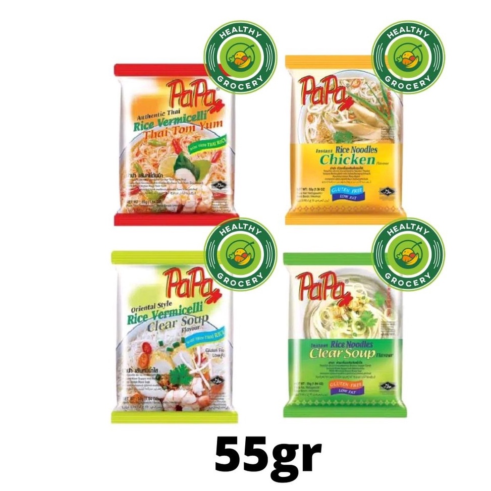 

⚡GROSIR⚡ Papa 55gr Rice Vermicelli Tom Yum / Rice Noodles Chicken / Vermicelli Clear Soup / Kwetiau / Bihun