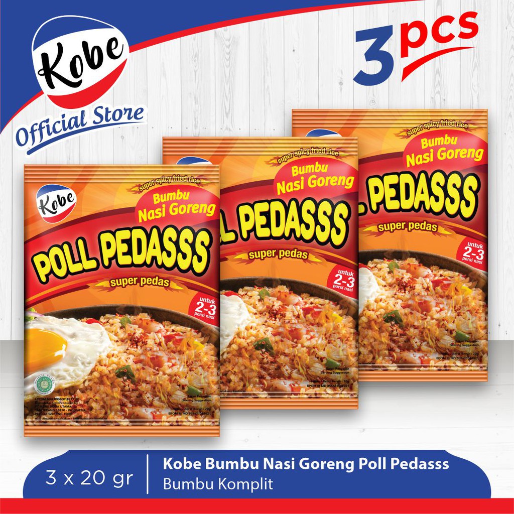 

Kobe Bumbu Nasi Goreng Poll Pedas 20gr (3pcs)