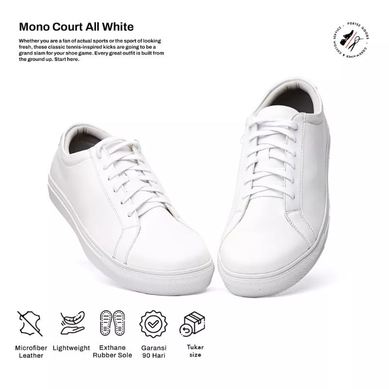 Portee Goods - Sepatu Sneakers Pria Mono Court Classic All White