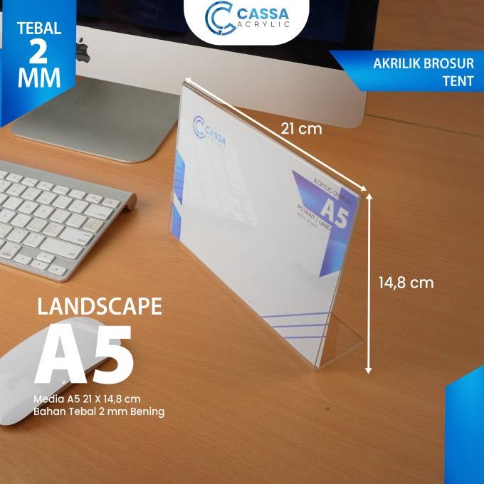 

:<:<:<:<] TEMPAT BROSUR / TENT HOLDER AKRILIK DISPLAY LANDSCAPE A5 TIPE L