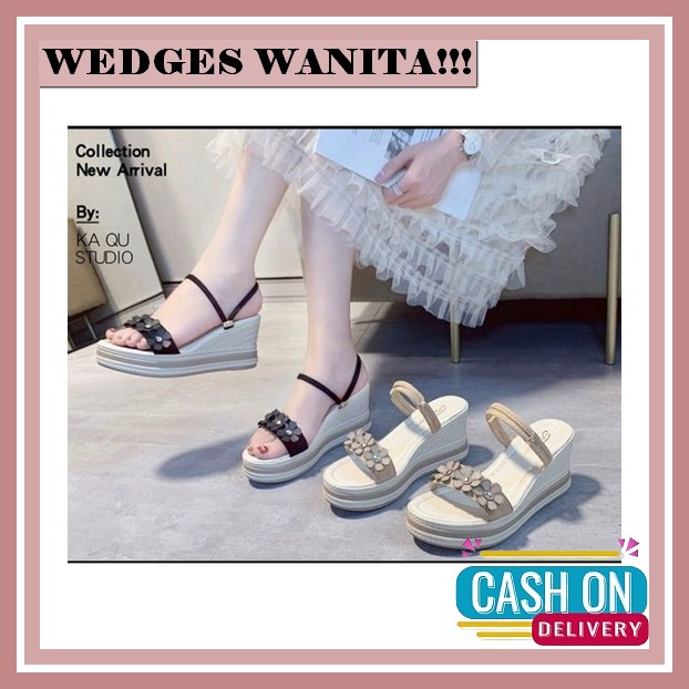 Sandal Wedges Spaletti Impor Terbaru Sendal Wedges Wanita / Wedges Wan Bayar Ditempat(Cod)-Sandal We