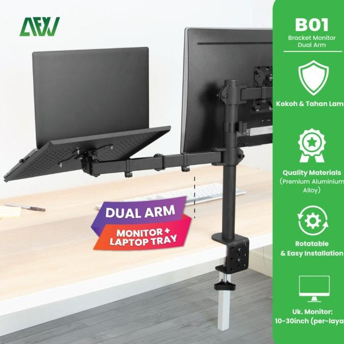 Bracket Monitor Dual Arm Monitor & Laptop Stand AFW - B01