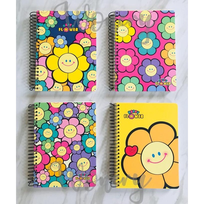 

Buku spiral tebal hardcover notebook happy flower