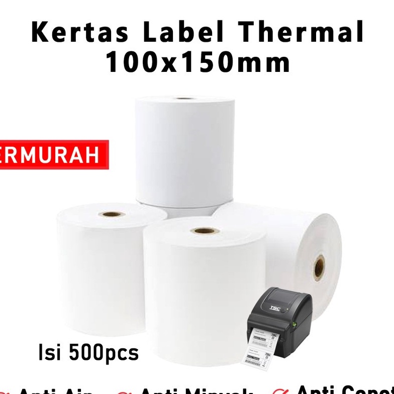 

>XG34448< NG Sticker Kertas Thermal / Thermal Label 100 x 150 mm A6 500 pcs