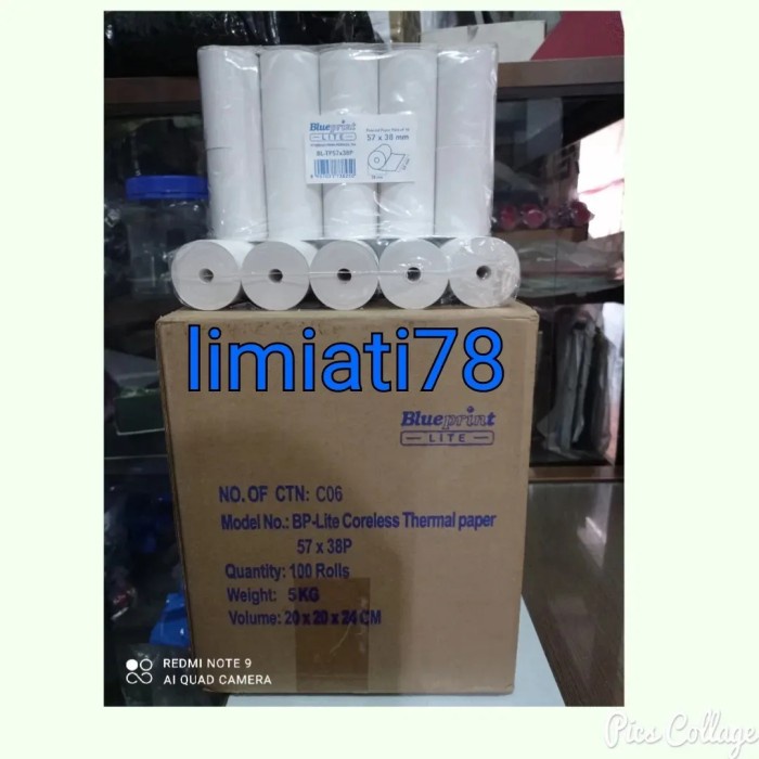 

Aurealiamall Kertas Thermal Kertas Kasir Paper Roll Ukuran 57 X 38