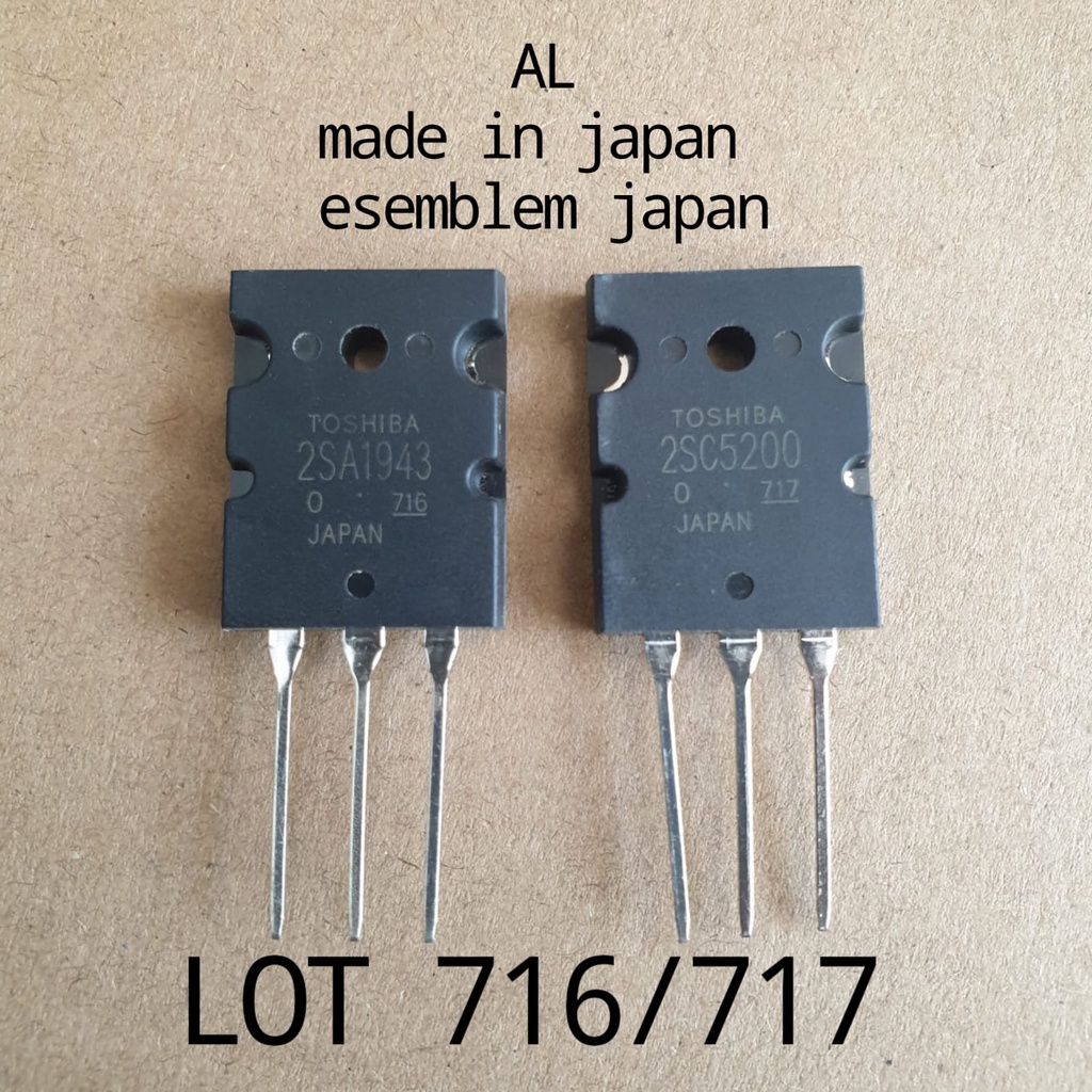 Transistor TOSHIBA 2SC5200 &amp; 2SA1943 Original Japan LOT 716/717 AL