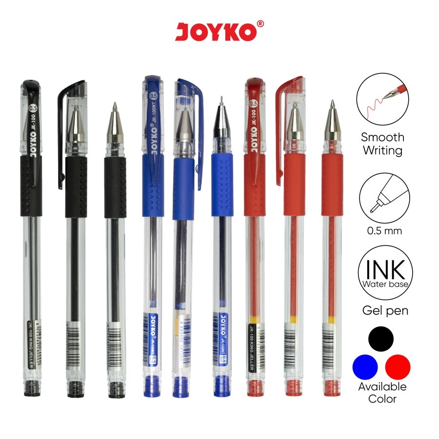 

Joyko Gel Pen JK-100NT (Black,Blue,Red) ( 1 Pack - 12 Pcs ) ( IRRA STORE )