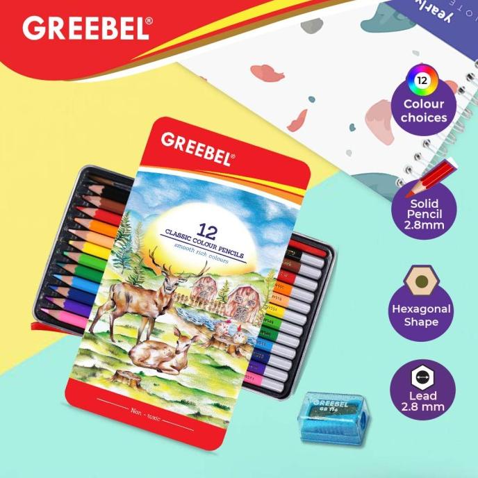 

GREEBEL 1712 Classic Colour Pencil TIN Case 12 Warna