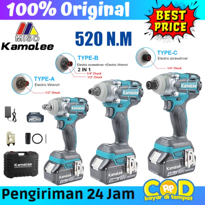 Terlaris Kamolee - Cordless Electric Impact Wrench-Impact Drill-Dtw285/520N.M