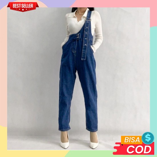 Jumpsuit Jeans Wanita Ootd Perempuan Dewasa Korean Style Premium Import Murah Terbaru 2023 Baju Kodo