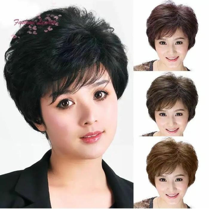 Wigku Wig Wanita Pendek Kerja Rambut Asli Rambut Palsu Wig Natural Korea Ori