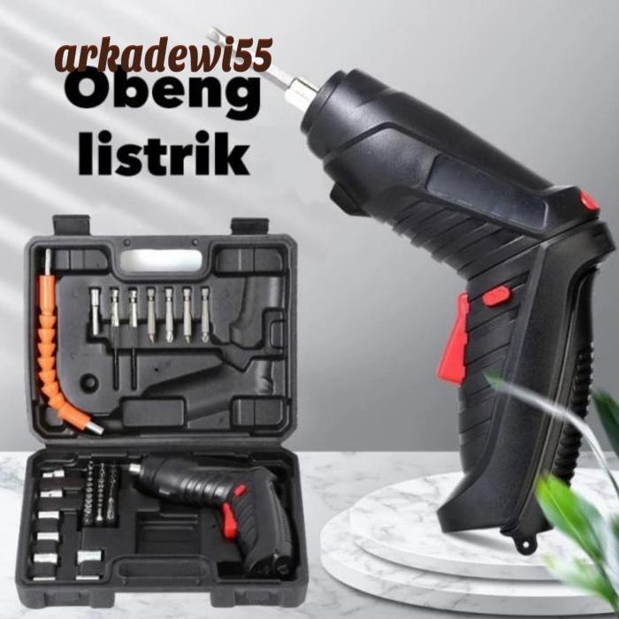 Obeng Listrik Bor Cordless Set 48 Mini Portable Mur Baut Mata Mesin Sk