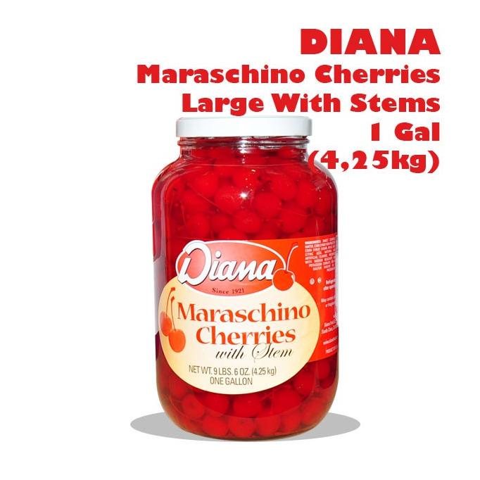 

DIANA Maraschino Cherries Large With Stems 1 Gal / Cherry Tangkai Merah Ceri 4.25Kg Best Seller