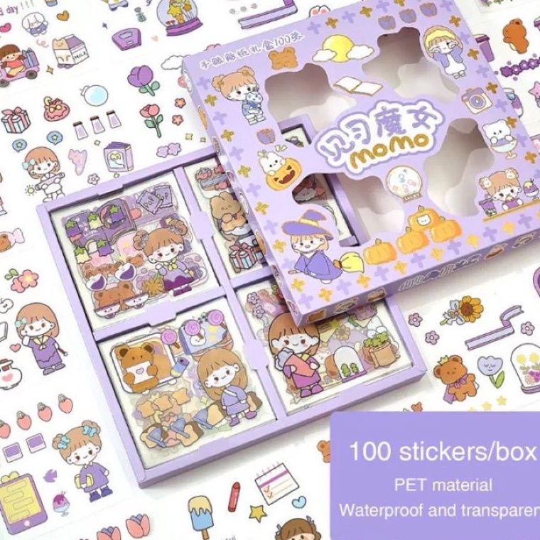 

➫ Sticker Waterproof Sticker Momo Dapat Box Isi 100 Lembar ➙Terkini