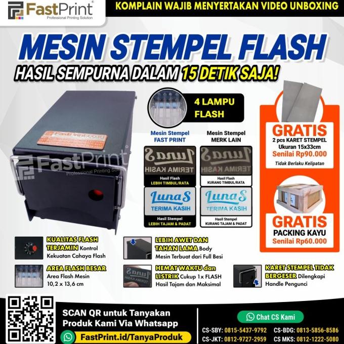 

Mesin Stempel Flash Kilat Premium 4 lampu Full Plat Besi ffs01