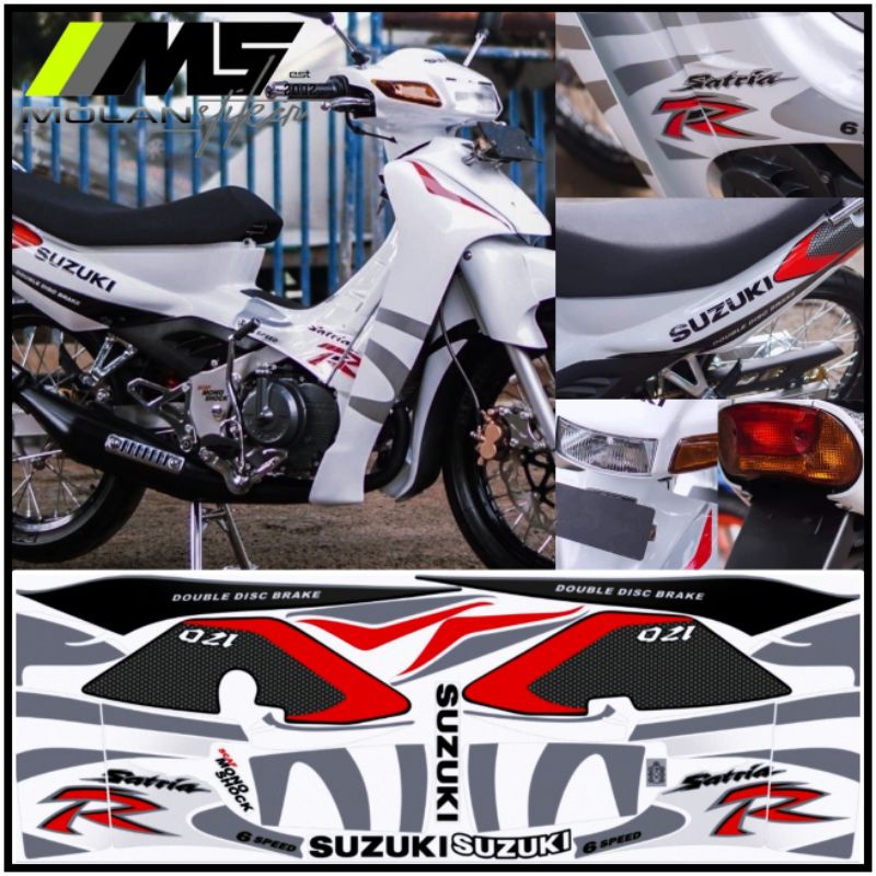 Decal Sticker Striping Variasi Motif Ori Satria R 120 Lumba 2001-2002 /Satria R 2Tak Kotak/Suzuki Sa