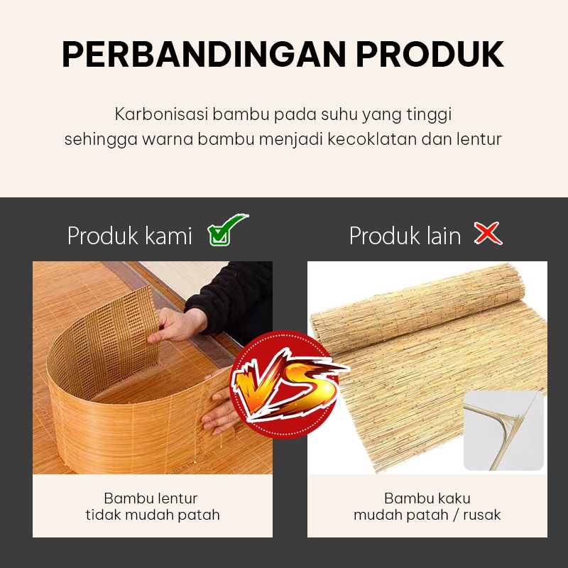 Tikar Bambu Import Jumbo Ukuran 180cm x 190cm Matras Bambu Pelindung Kasur Dua Sisi Termurah Terpopuler - X2A1