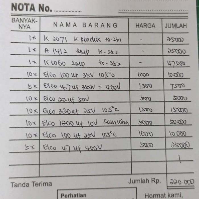 

Nota Pembelian 220000 Pak Yuda