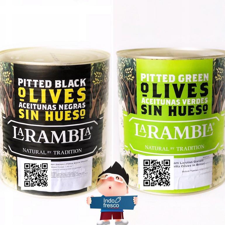 

La Rambla Zaitun Olive Non Biji- Pitted Olives in Brine 3Kg Best Seller