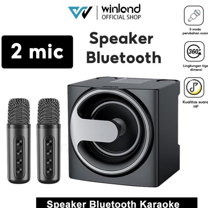 Winland Speaker Bluetooth Protable + KARAOKE 2 Mic Wireless SPEAKER HF