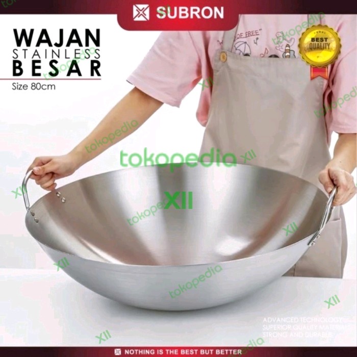 Terlaris Subron St Wss~70 Jumbo Stainless Wok 70 Cm Wajan Kuali Besar Tebal