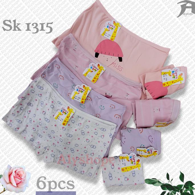 Celana dalam anak perempuan lusinan premium 6pc sorex kids 1315 katun