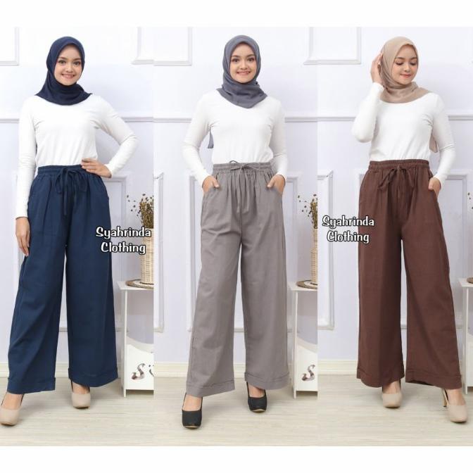 Celana Kulot katun Linen Premium