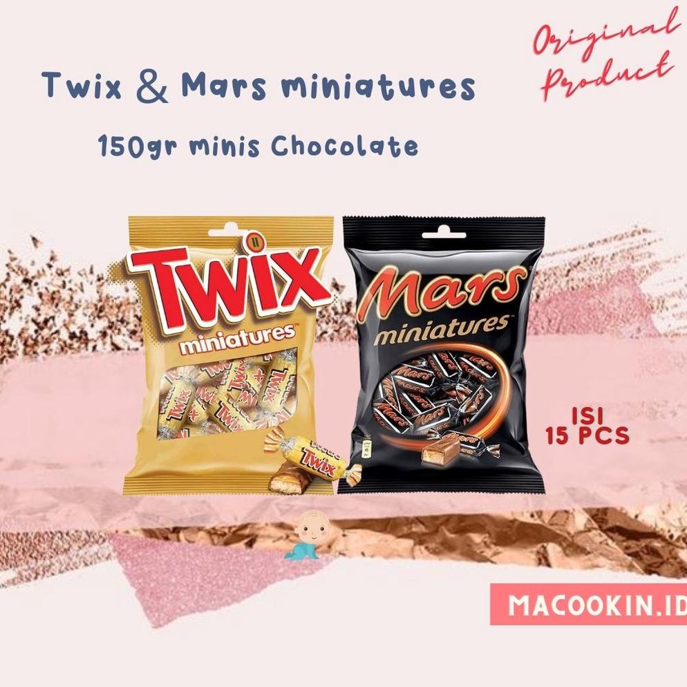 

Mars Twix Snickers Miniatures Coklat Miniature Chocolates Caramel Bars ORIGINAL Twix Bar 150gr Best Seller