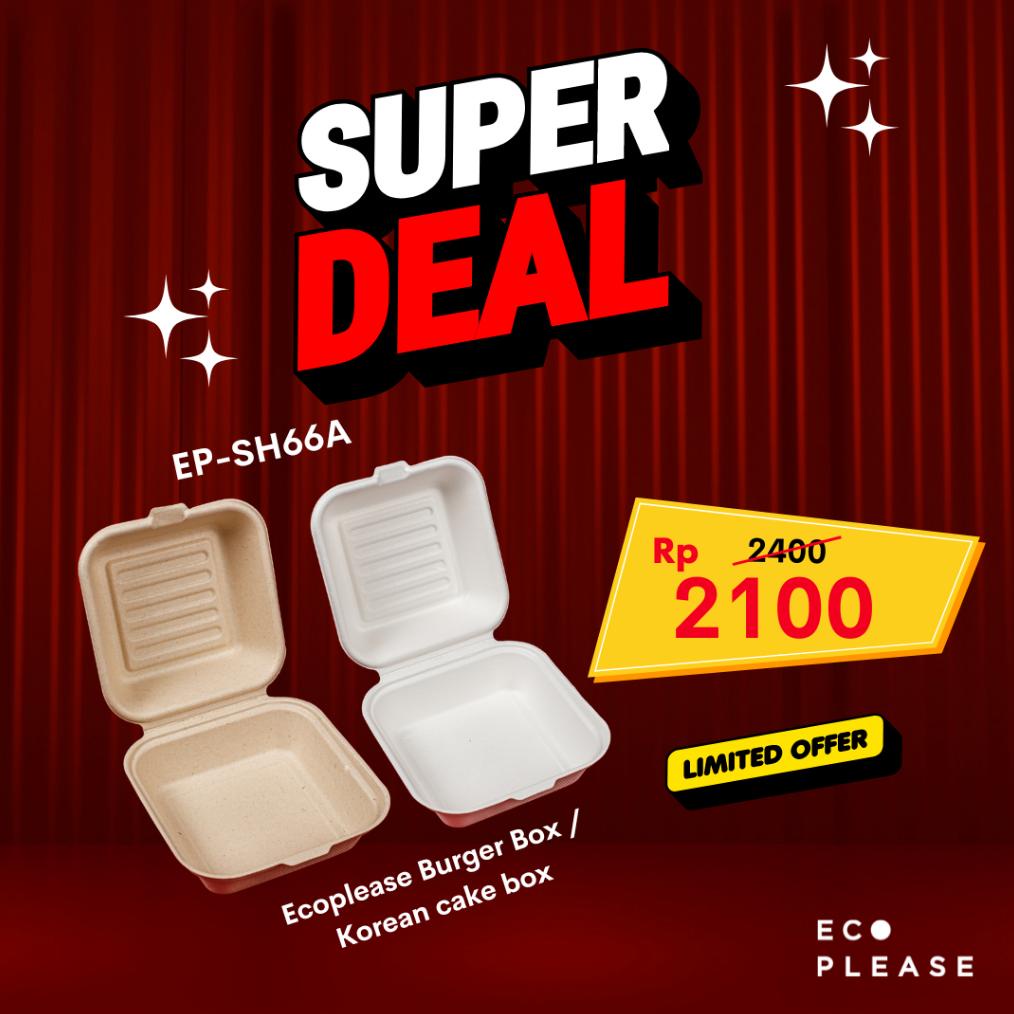 

Bagasse Box Bento Cake Burger Box Korean Lunch Box 50 pcs Best Seller