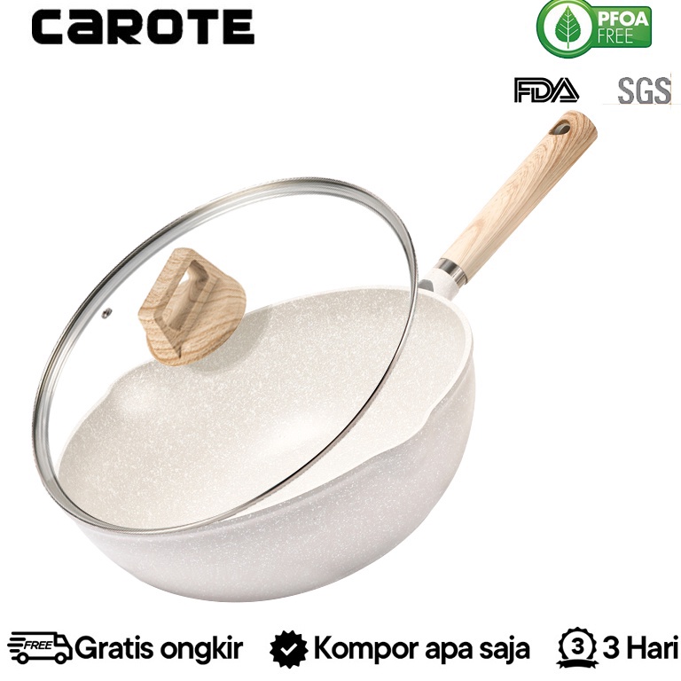 READY Carote Cozy Wajan Penggorengan Wajan Antilengket Lengkap (Penggorengan Dalam) Kapasitas Besar 