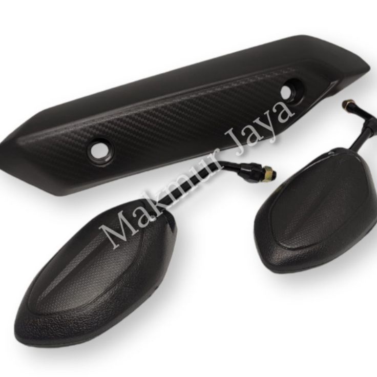 ➴ Tutup Cover Tameng Knalpot Honda Beat Fi 2012+Kaca Spion Honda Beat Gagang Mini Black Universal ❂ 