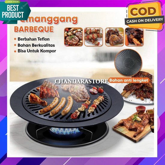 Multi Grill Pan Omicko Wajan Panggang Keramik 38 Cm Tatakan Panggangan Bulat Bbq Ultra Grill Pan 32C