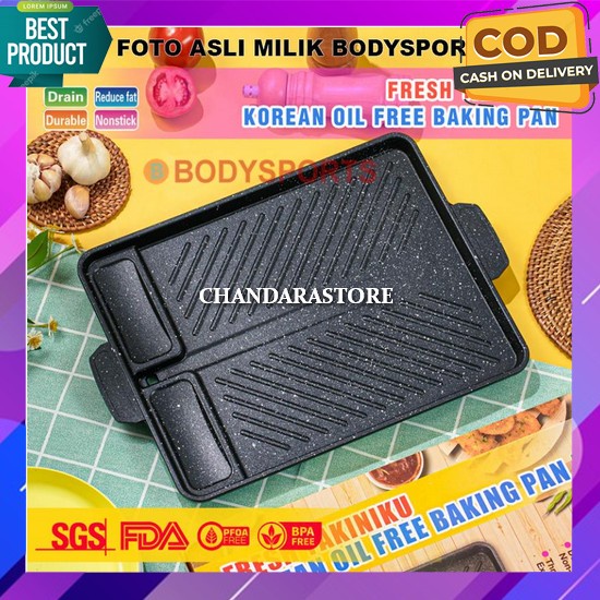 Grill Pan Wajan Daging Korean Diameter 30 Cm Alat Pemanggang Daging Outdoor Portable Tahan Karat X2Q