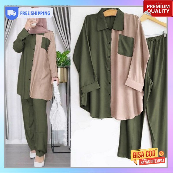 Oneset Outer Wanita Terbaru Setelan Cewek Korean Style Fashion Muslim Set Viral Ootd Cewek Terbaru 2