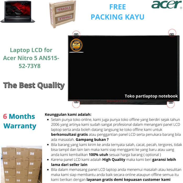 Terlaris Lcd Acer Nitro 5 An515-52-73Y8 Original Product