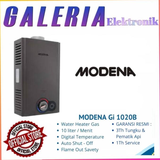 Best Seller Water Heater Gas Modena Gi 1020 B - Pemanas Air Gas Lpg 10L Gi1020B Original