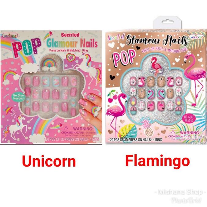 Mainan Kuku Hias Anak Pop Glamour Unicorn Flamingo Nails Hot Focus