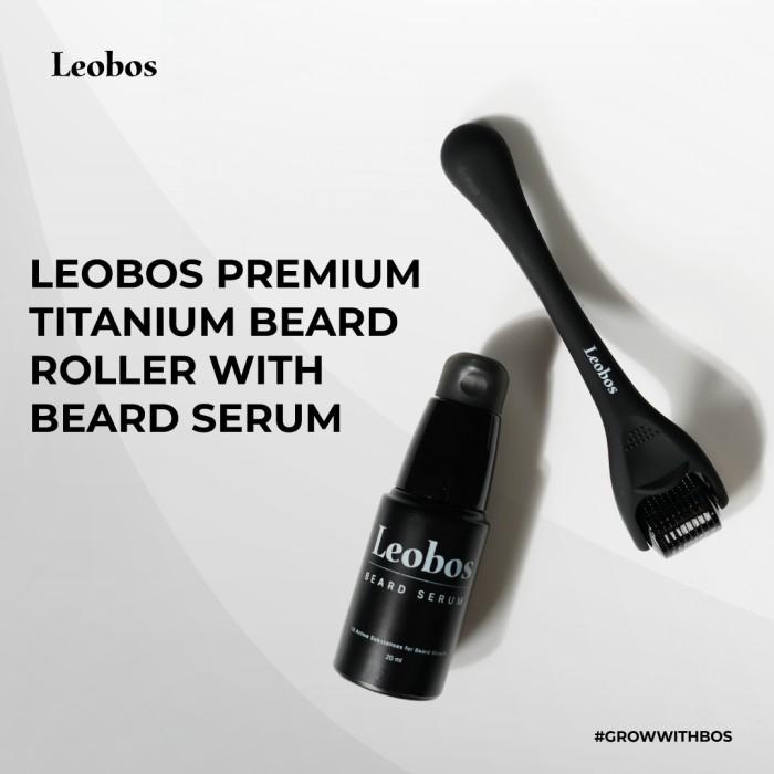 LEOBOS Premium Titanium Beard Roller with LEOBOS Beard Serum