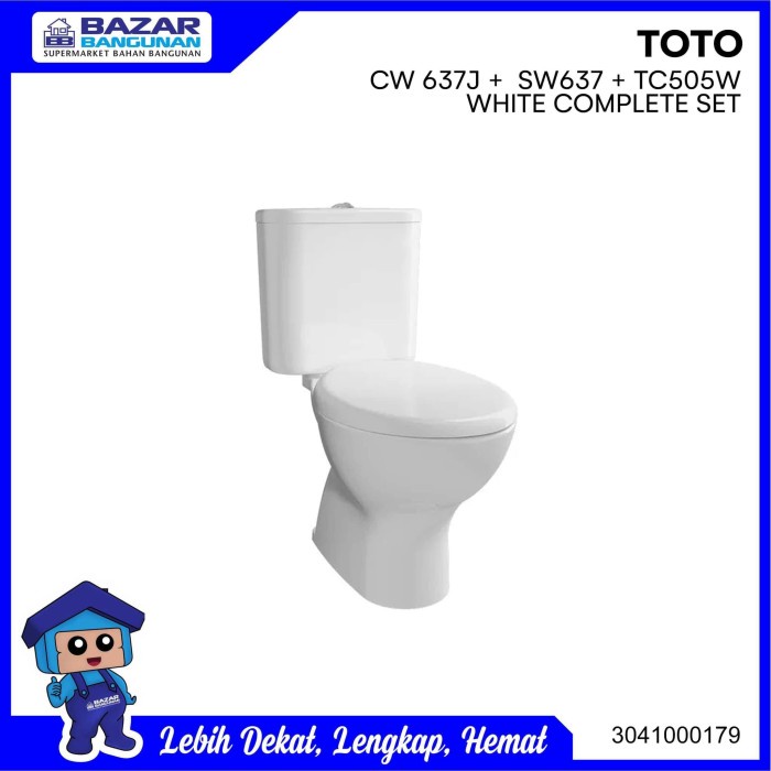 CLOSET KLOSET TOILET DUDUK TOTO CW 637 J CW637J COMPLETE SET WHITE